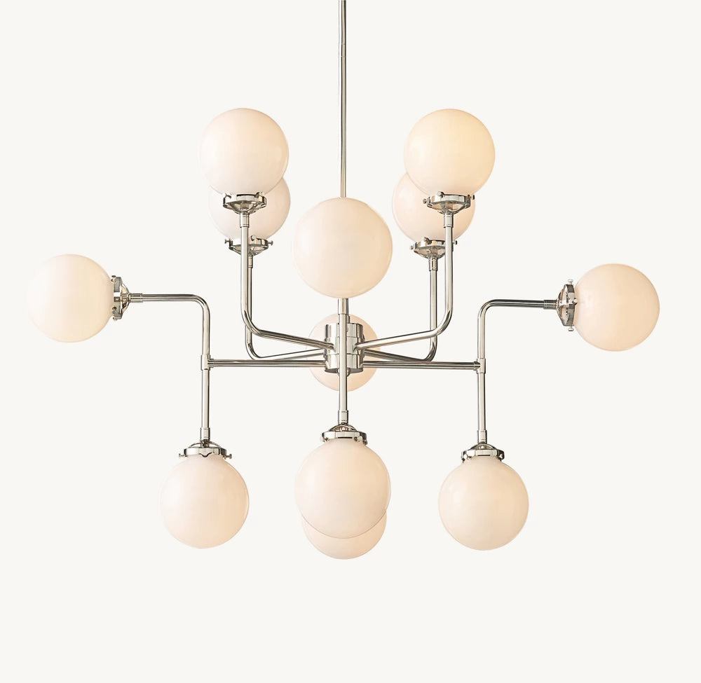 雲光ビストログローブミルクガラスシャンデリア107cm