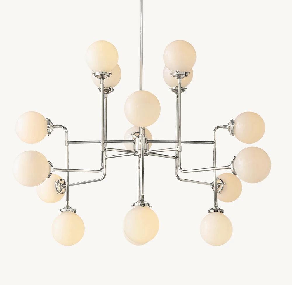 雲光ビストログローブミルクガラスシャンデリア143cm